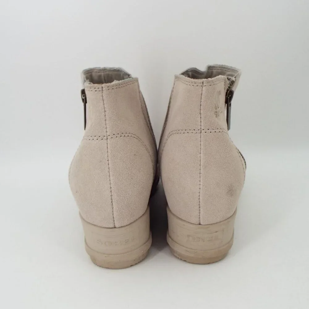 Sorel Evie II Zip Waterproof Suede Wedge Ankle Boots Size 9.5